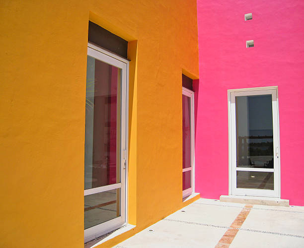 Saguaro hotel, abstract colorful architecture in Palm Springs, California