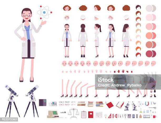 Female Scientist Character Creation Set Stock Illustration - Download Image Now - Characters, Scientist, Doctor