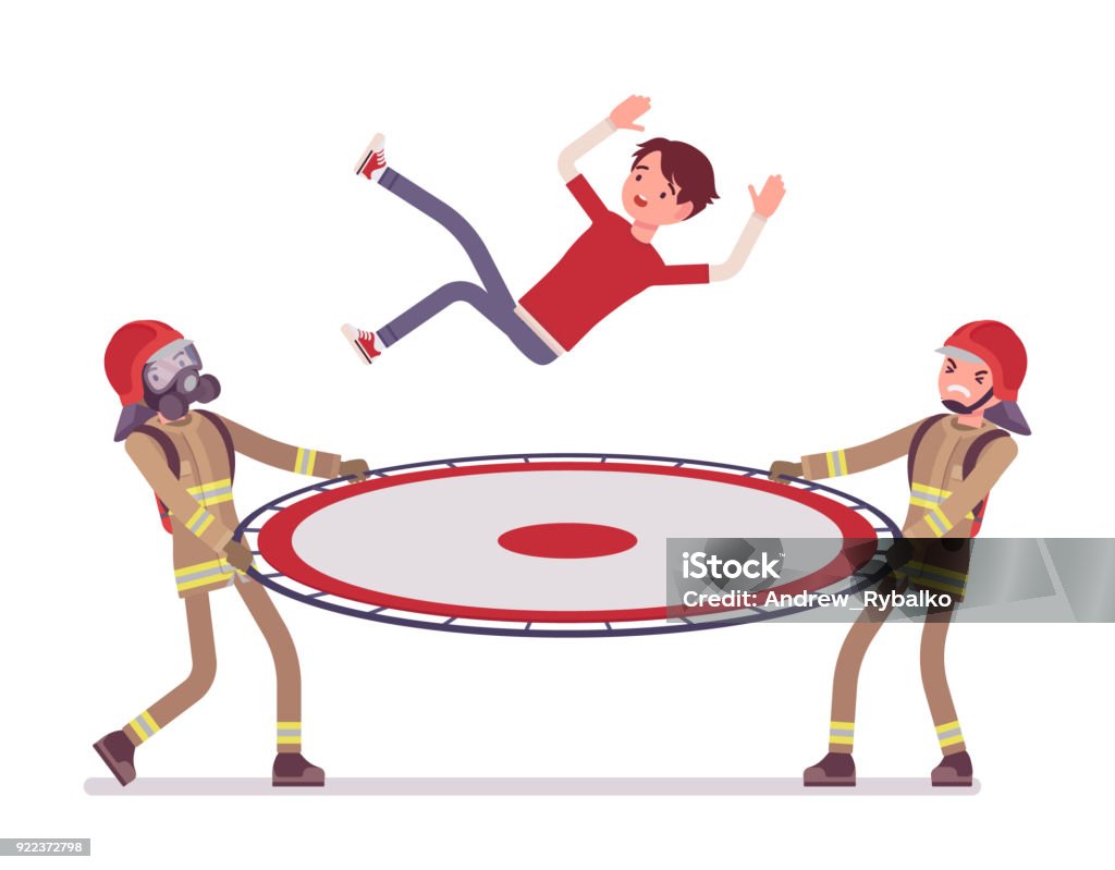 Firefighter Net Young Male Firefighter With Life Net Stock Illustration - Download ...