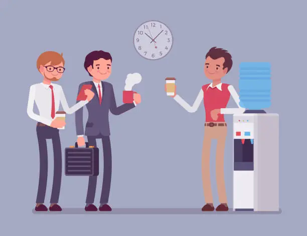 Vector illustration of Office male cooler chat