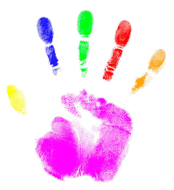 istock A hand print with different colors for each finger and palm 92237670