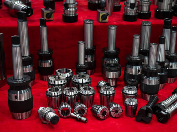 high precision drilling holder, milling chuck and collet for high accuracy part manufaturing - manufaturing imagens e fotografias de stock