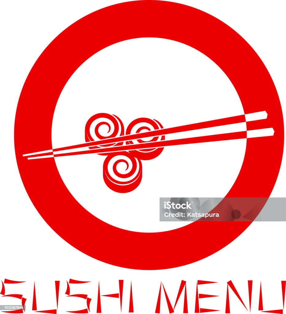 Japanese sushi restaurant logo isolated on white background. Sushi menu. Vector illustration. Art stock vector