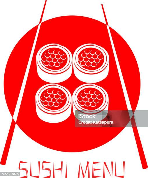 Red Logo Of The Japanese Restaurant Sushi With Red Caviar Isolated On White Background Sushi Menu Vector Illustration Stock Illustration - Download Image Now