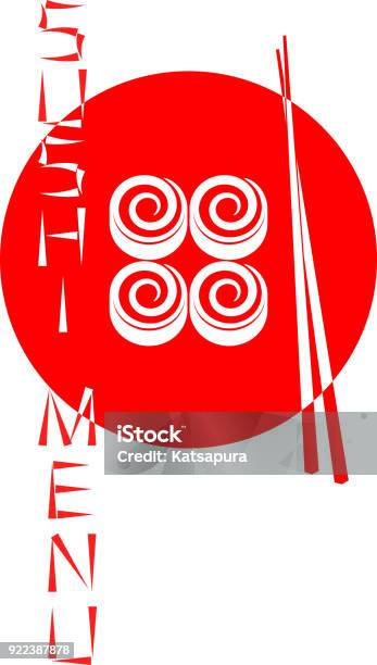 Red Logo Of The Japanese Sushi Restaurant Isolated On White Background Sushi Menu Vector Illustration Stock Illustration - Download Image Now