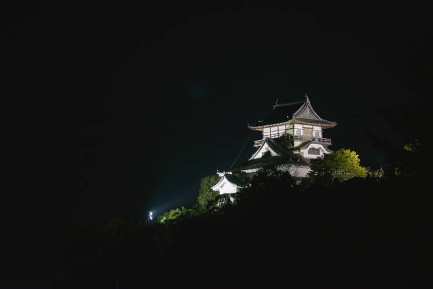 Inuyama city, AICHI, JAPAN - October 11 2017: Night view of Inuyama-jo castle