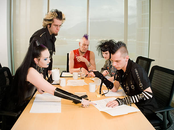 Punk Goth Alternative Business Team Working stock photo