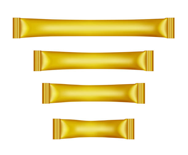 istock Gold disposable packaging for snacks, food, sugar and spices 922398386