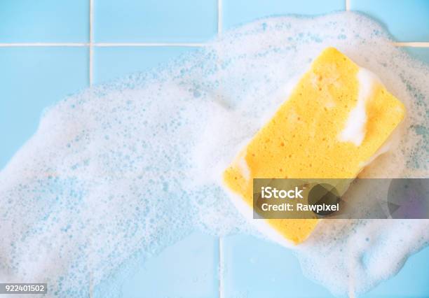 Sponge Washing With Foam Stock Photo - Download Image Now - Cleaning Sponge, Foam - Material, Bubble