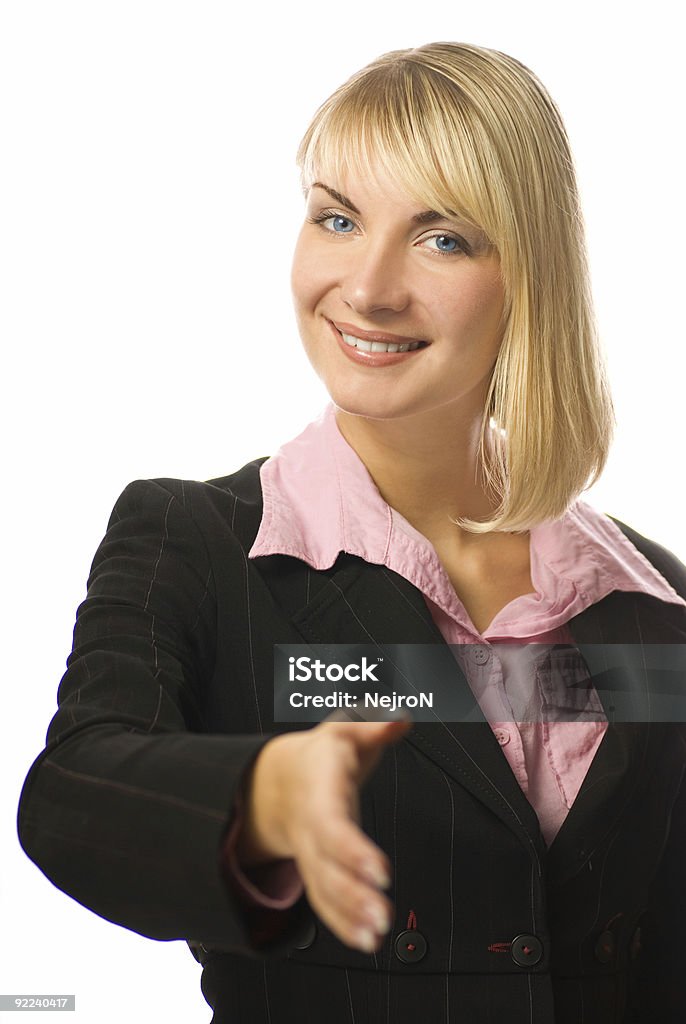 Linda mulher de negócios, isolado no fundo branco - Foto de stock de Acordo royalty-free