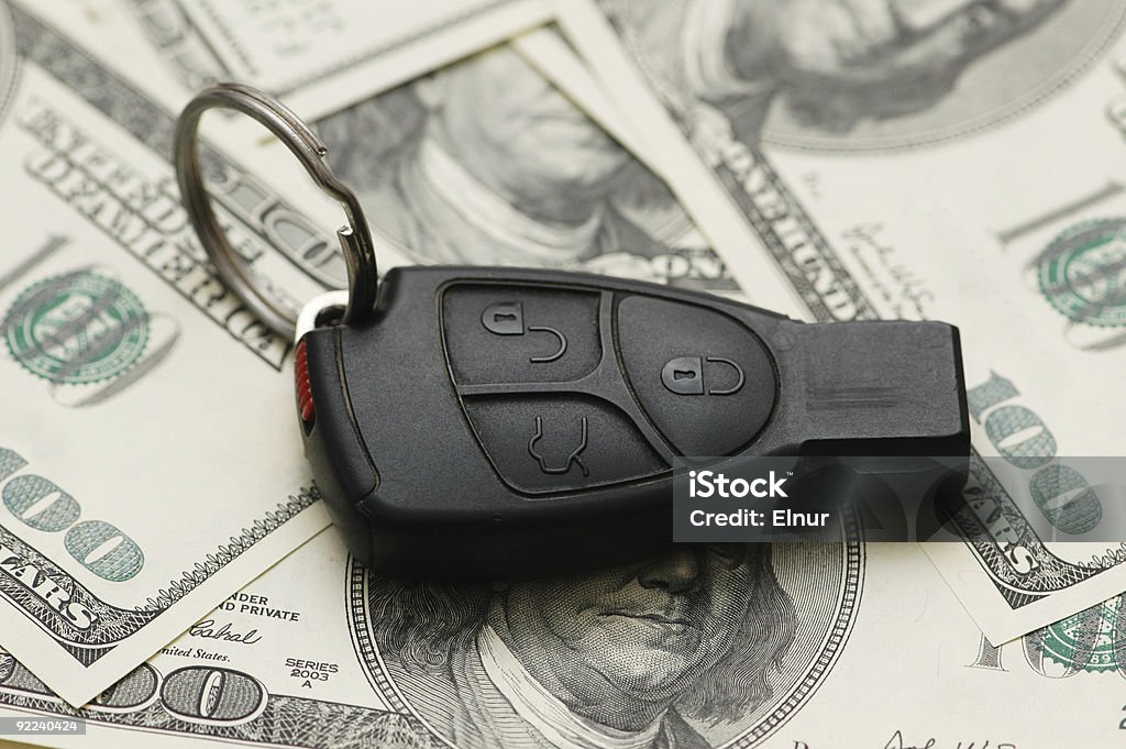 Carro a Controle Remoto com notas de cem dólares - Foto de stock de Carro royalty-free