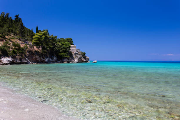 Turquoise waters of Agios Ioannis Beach at Lefkada, Greece