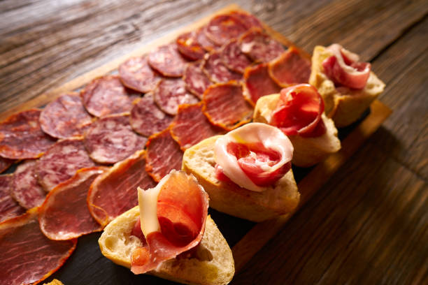 Iberian sausages and ham board Tapas from spain