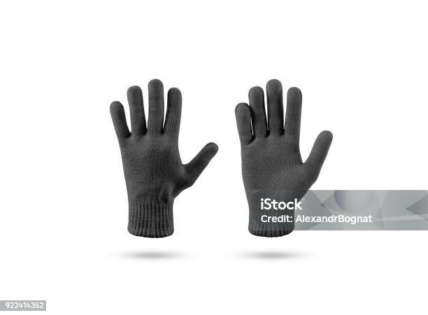 Photo libre de droit de Gants Hiver Tricot Noir Blanc Maquette Ensemble Recto Verso banque d'images et plus d'images libres de droit de Gants de protection