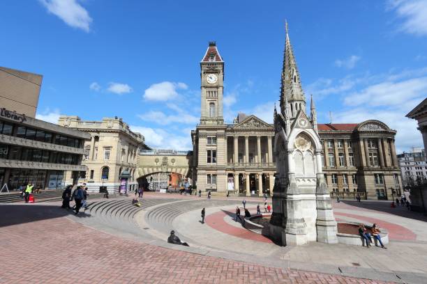 praça de chamberlain - birmingham town hall uk city - fotografias e filmes do acervo