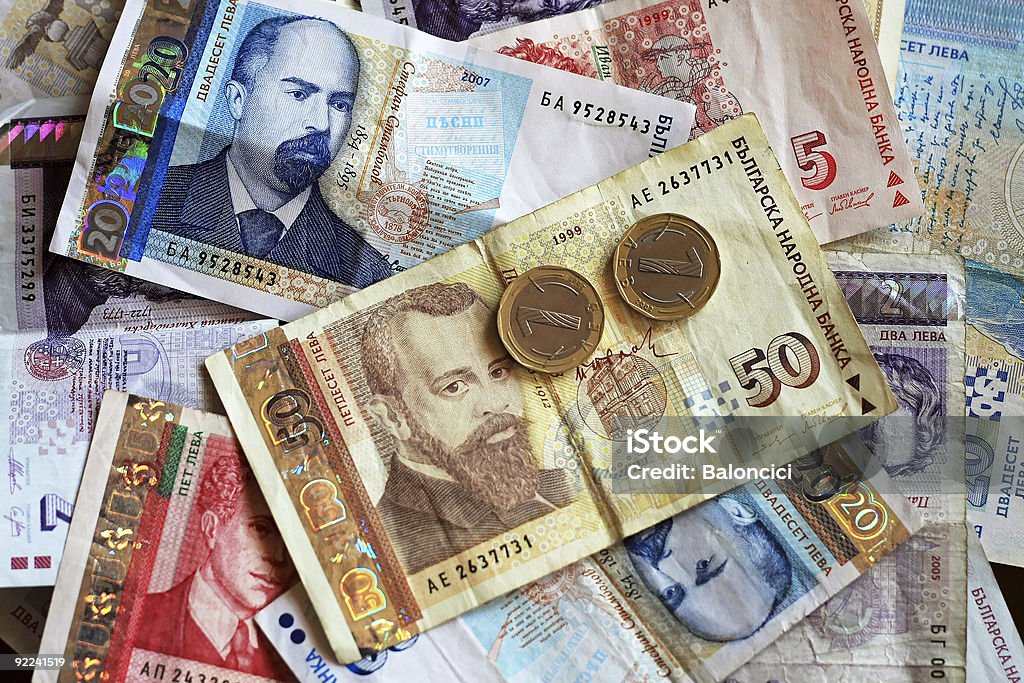 Bulgarian money Close up shot of Bulgarian Lev money banknotes Currency Stock Photo