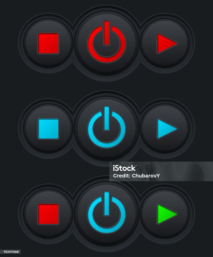 Programable Media Buttons Media Player Buttons Set Colored Collection Stock Illustration ...
