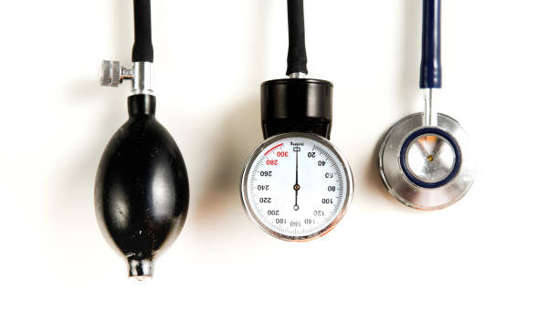 istock Blood pressure meter medical equipment isolated on white 922421426