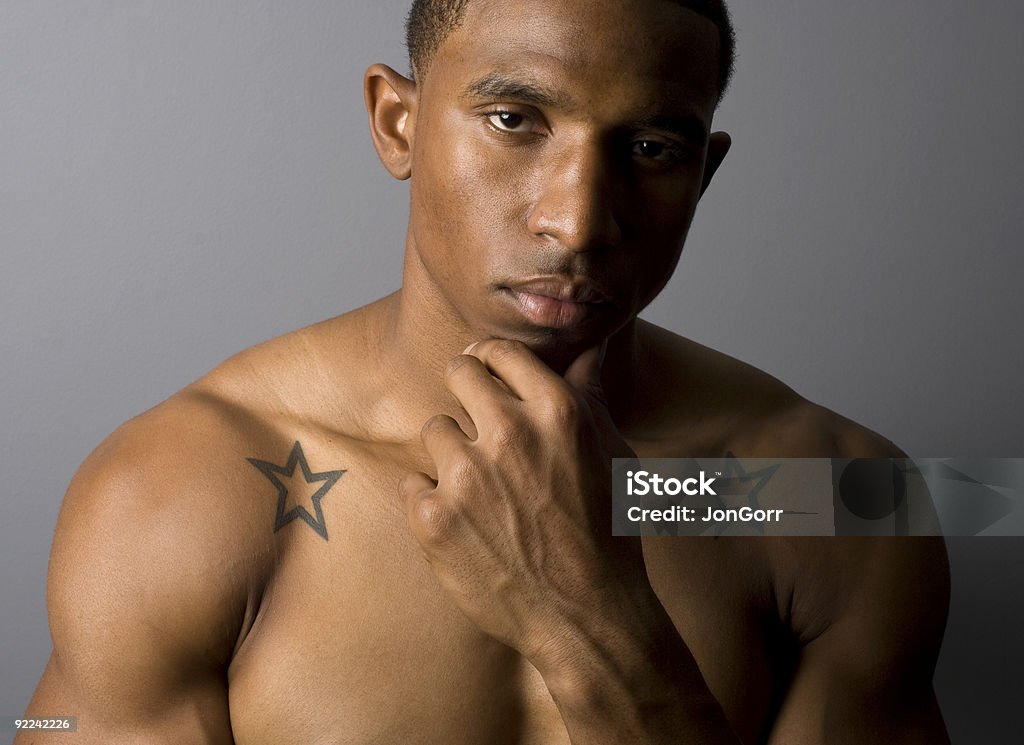 Angry Black Muscular Male Portrait  20-29 Years Stock Photo