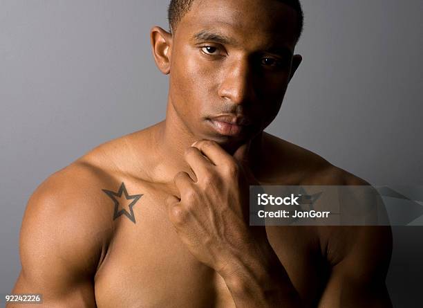 Angry Black Muscular Male Portrait Stock Photo - Download Image Now - 20-29 Years, Adults Only, African-American Ethnicity