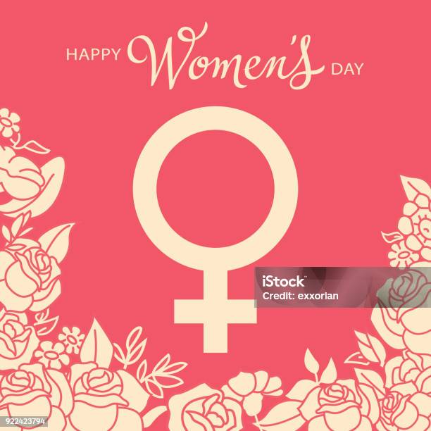 Womens Day Gender Symbol Roses Stock Illustration - Download Image Now - International Womens Day, Women, March - Month