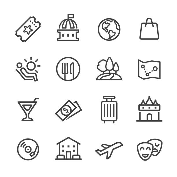 Leisure And Travel Icons Line Series Stok Vektör Sanatı & Simge