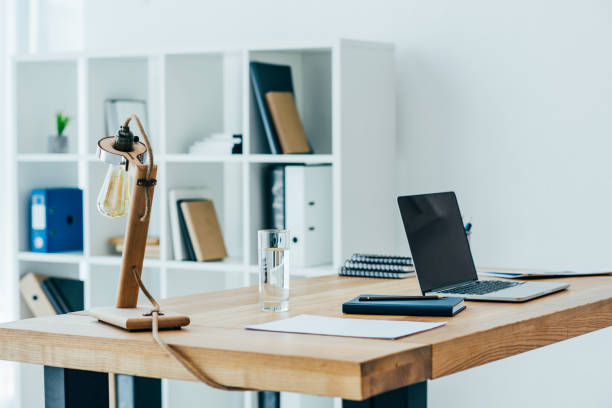 istock interior of modern office with stylish table lamp 922427876