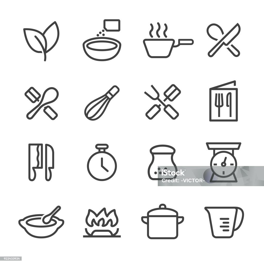 Cooking Icons - Line Series Cooking, restaurant, baking, domestic kitchen, Icon Symbol stock vector