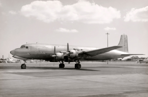 A Douglas DC-3 Vintage Aircraft, Flying at the Marion Municipal Airport, Marion, IN, USA.  Pre-WWII-era airliner, originally delivered to Braniff Airways in 1940,  presently flown as a living history exhibit and remains airworthy.  September 2016.