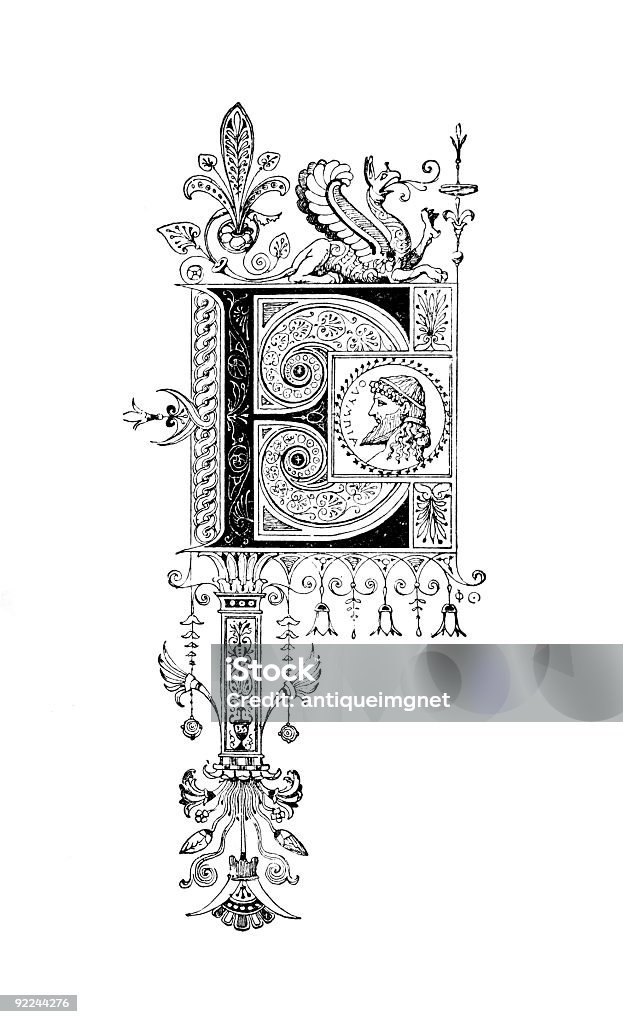 Neoklassizistische Romanisch design, das den Buchstaben E - Lizenzfrei Klassizistisch Stock-Illustration