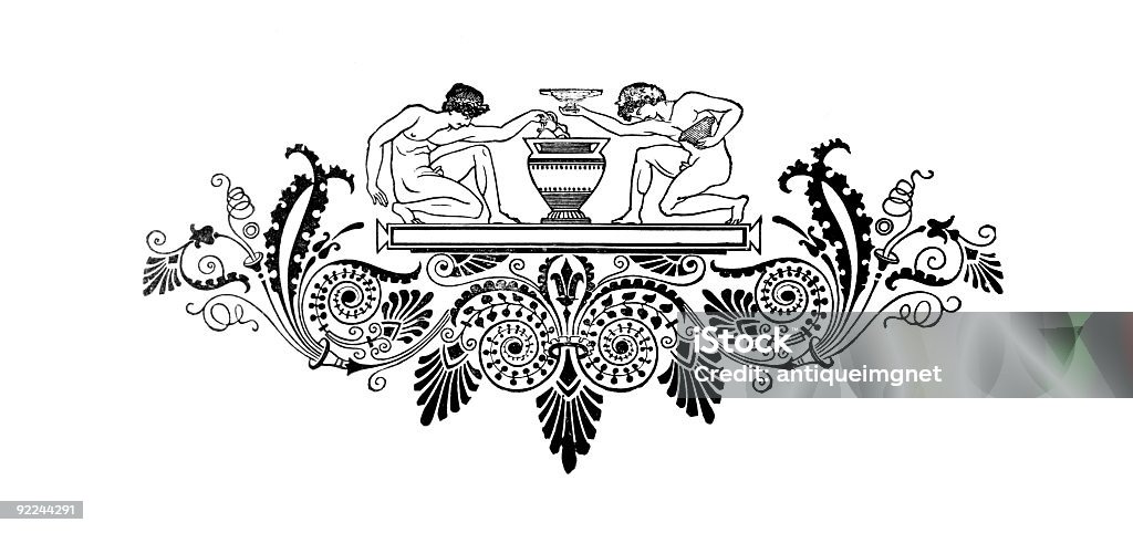 데고야도 로마네스크 테두리 디자인식 - 로열티 프리 그리스 로마 양식 스톡 일러스트