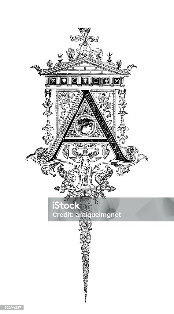 Românico neoclássico design mostra A letra A - Ilustração de Letra a royalty-free