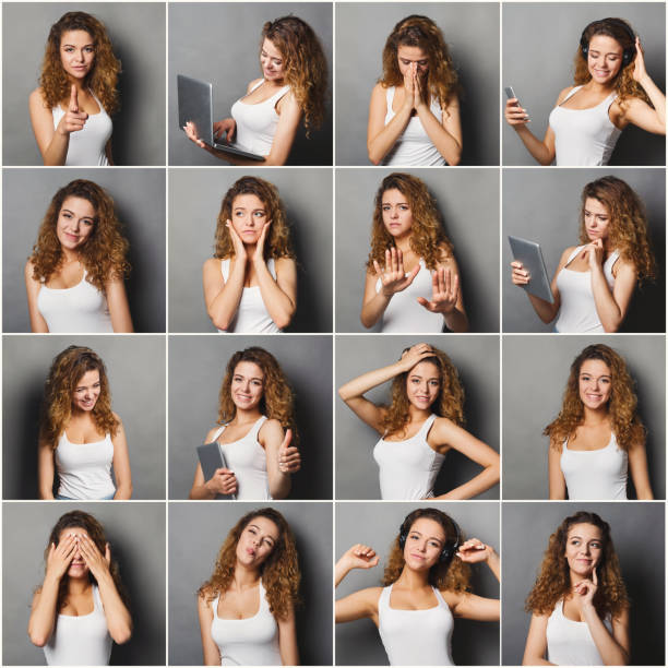 istock Emotions set of young woman at studio background 922444236