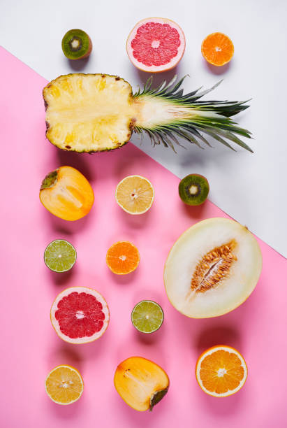 istock Halfs of various exotic fruits 922445484