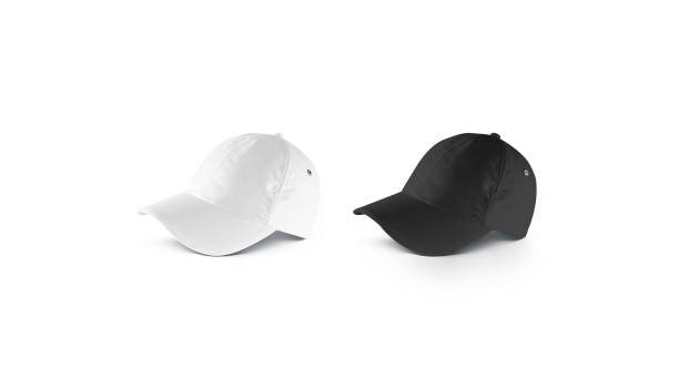 istock Blank black and white lying baseball cap mockup set, side view 922446448