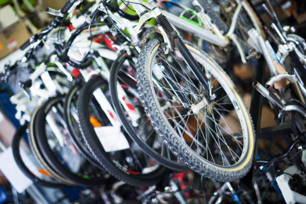 istock Image of sports bicycles on showcase 922448400
