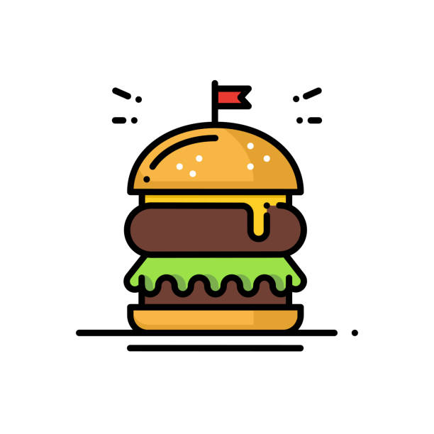 burger-linie-symbol. hamburger zeichen und symbol. fast-food. - hamburger schnellgericht stock-grafiken, -clipart, -cartoons und -symbole