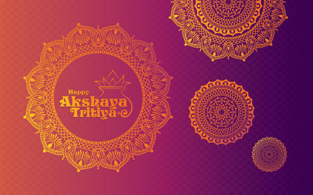 Happy Akshaya Tritiya Background Happy Akshaya Tritiya Background Template Design with Beautiful Floral Ornaments mandala stock illustrations