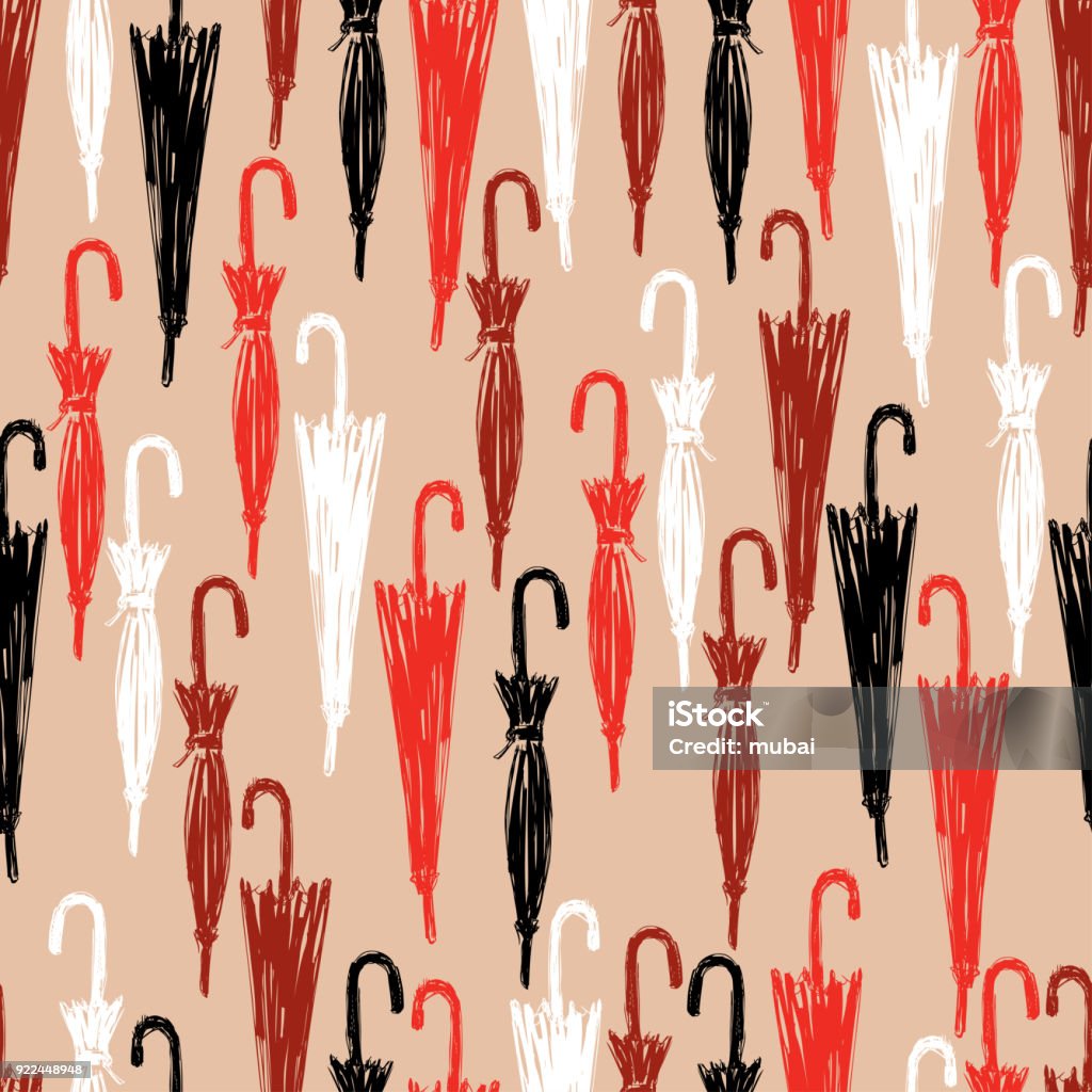 background of the closed umbrellas Vector pattern of the drawn closed umbrellas. Abstract stock vector