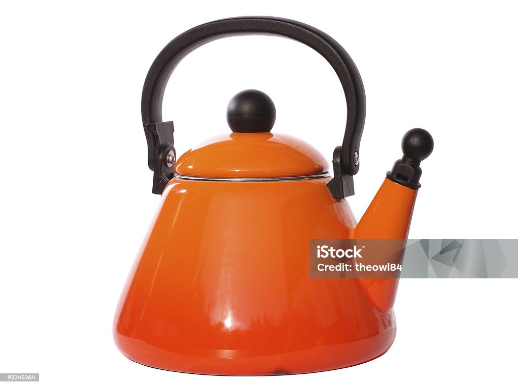 Orange Tea Kettle Stock Photo - Download Image Now - Black Color, Cut Out,  Handle - iStock