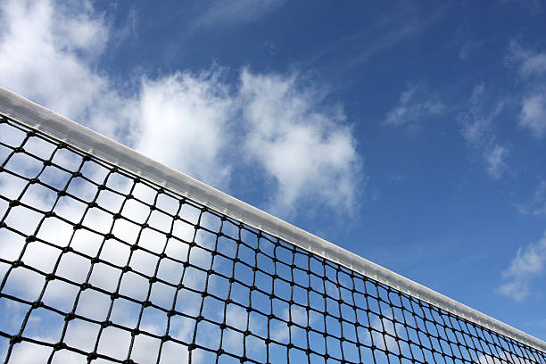 istock Angled Tennis Court Net with Cloudy Sky 92245938
