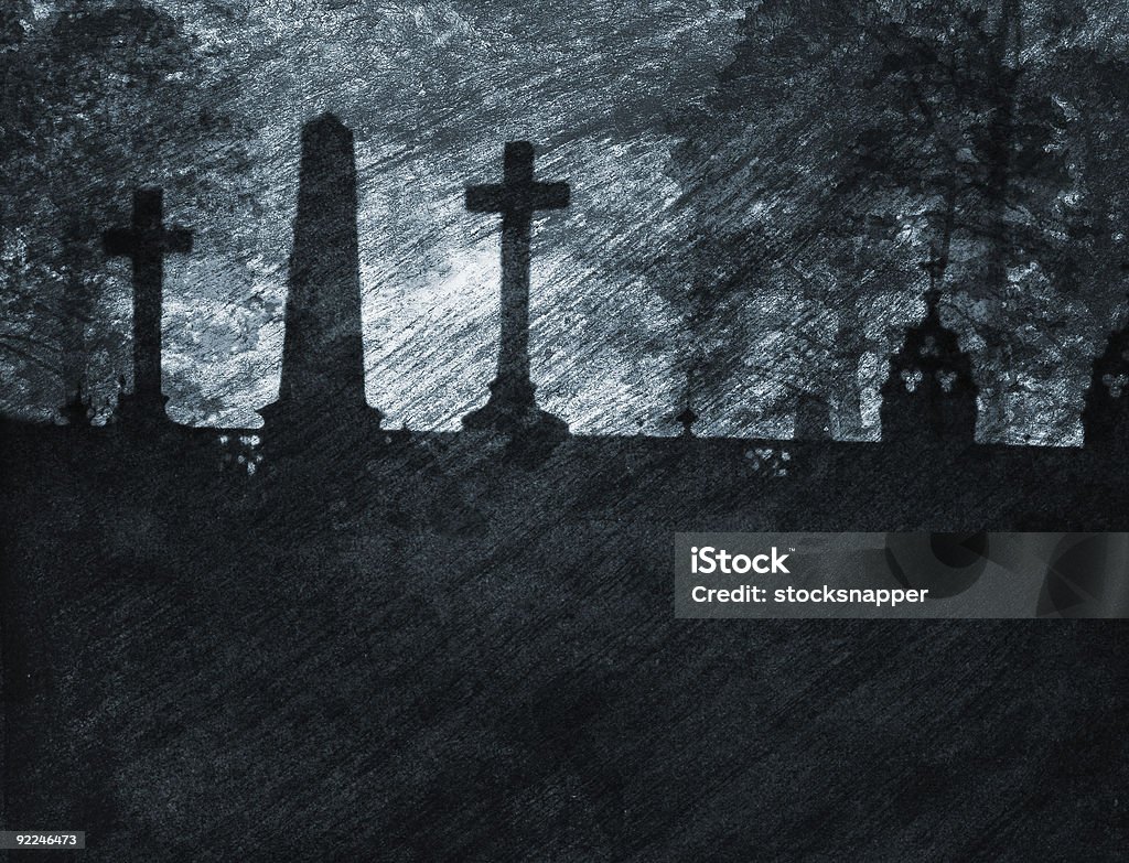 Spaventoso Cimitero - Illustrazione stock royalty-free di Cielo minaccioso