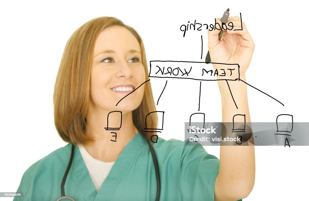 Nurse Drawing Leadership Chart  Nurse Stock Photo