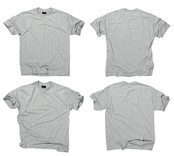 Blank grey t-shirts front and back stock photo