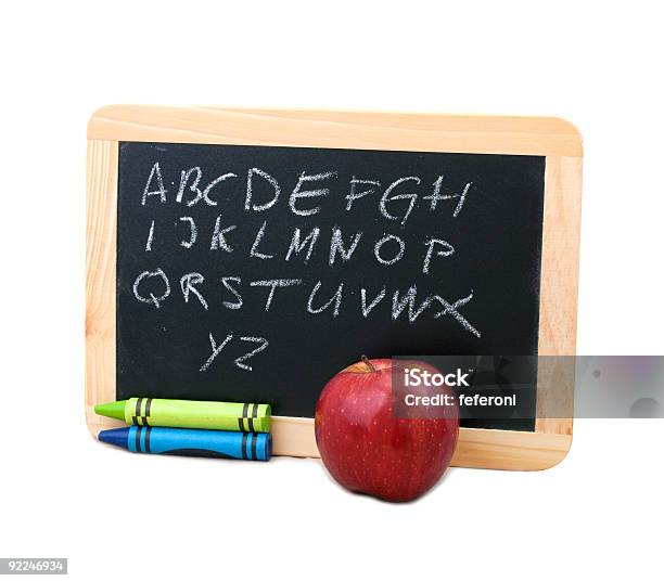 Blackboard Alphabet Stock Photo - Download Image Now - Alphabet, Apple - Fruit, Bulletin Board