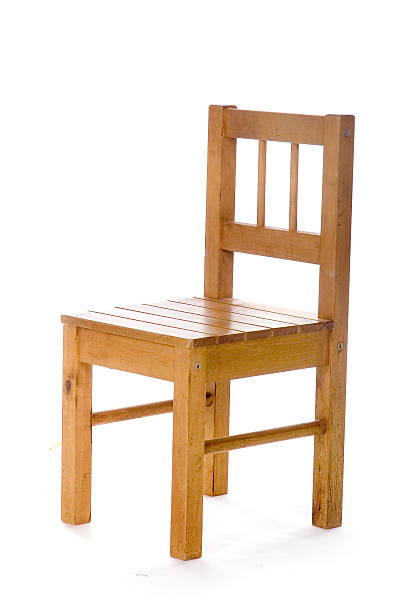 istock A wooden chair on a white background 92247377