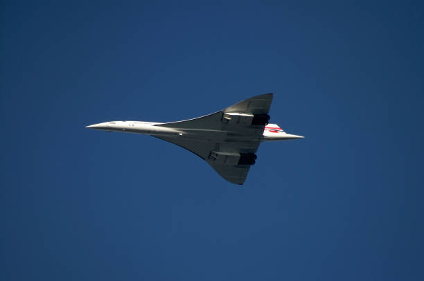 London, UK - October 4, 2002: British Airways Concorde seen from below.