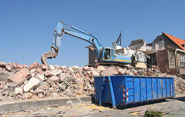 Demolition of old buildings during urban renovation