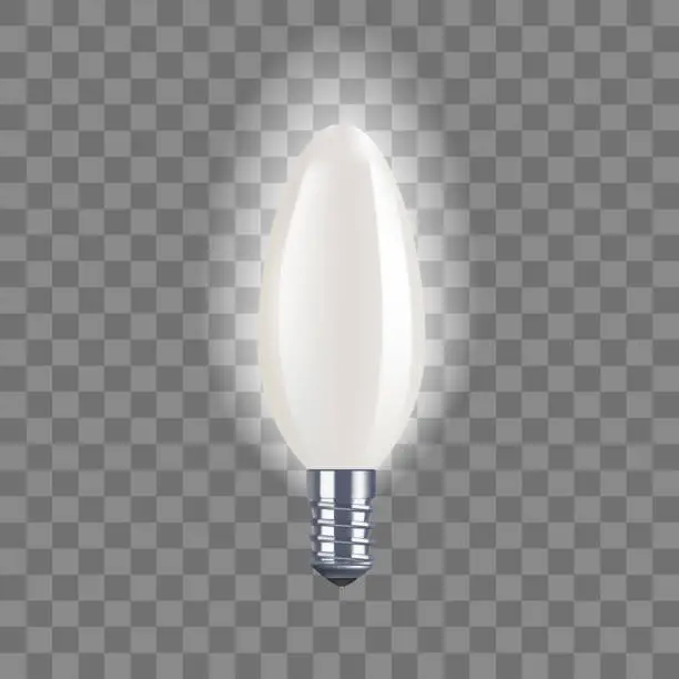 Vector illustration of Realistic Detailed Light Bulb on a Transparent Background. Vector
