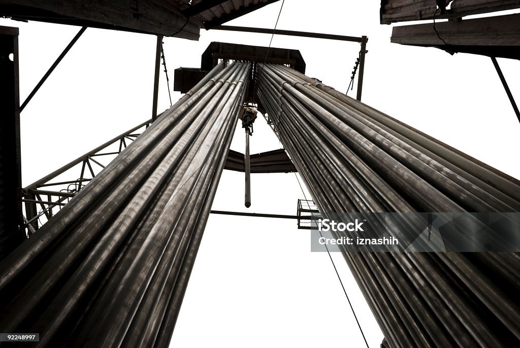 Massive Drilling pipe setbacks  Offshore Platform Stock Photo